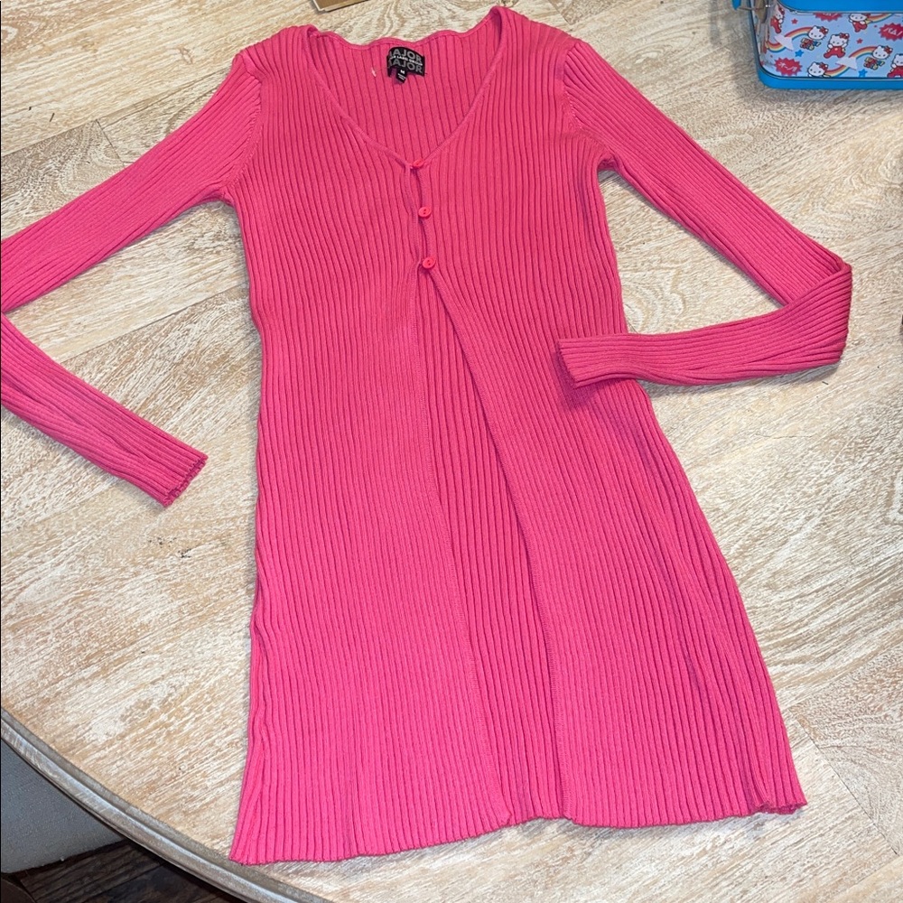 MAJOR LABEL GROUP Pink cardigan ribbed open top M